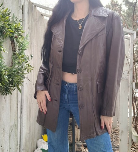Vintage 70s Sears Leather Shop Men's Brown Leather Lined Jacket Coat Size 40R - Picture 2 of 9