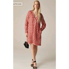 NWT J. Crew Cabana Mini Dress In Block-Print Ramie Orange S *Flaw