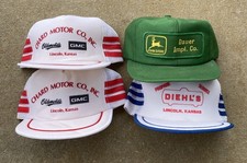 Vintage lot of 4 three 3 Stripe Snapback Trucker Hat Caps K Brand USA mesh Patch