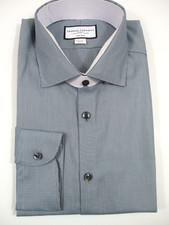 -NWT Charles Tyrwhitt Steel Blue Chevron Stretch Extra Slim Fit Shirt 16.5/36in