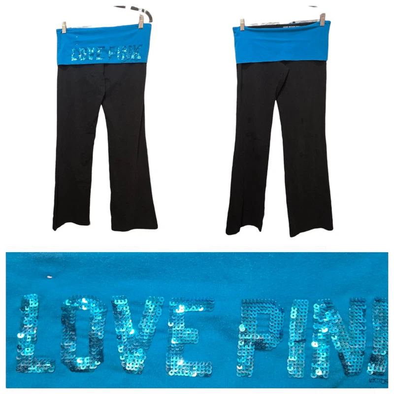 victoria-secret-vs y2k vintage foldover yoga flare bling pants