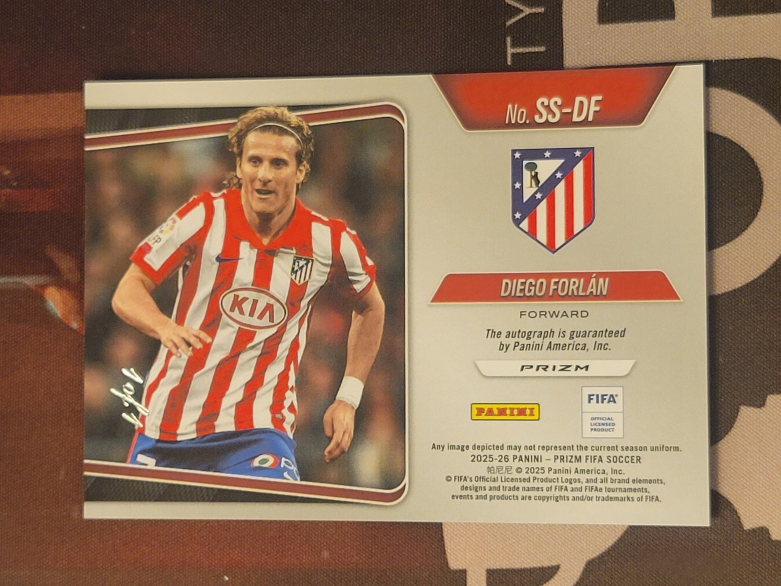 DIEGO FORLAN 2025-26 PRIZM FIFA SOCCER SIGNATURES CHOICE AUTO BLACK 1 OF 1 1/1 view 2