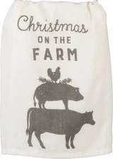 Stacked Chicken Pig Cow Animals Christmas On the Farm Holiday Kitchen Dish Towel