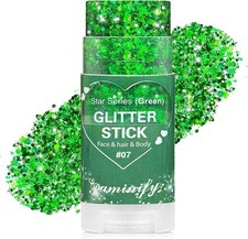 Green Hair Glitter Stick,Halloween Body Face Glitter,Green Spirit Day