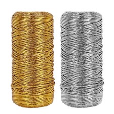 218 Yard Metallic Thread Cord, 1.5mm Gold and Silver Tinsel String Non-Stretc...