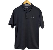 Under Armour Mens Black Heatgear Loose Fit Polo Shirt Large Golf Casual Athletic