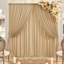 20ft x 10ft Free Beige Backdrop Curtains for Parties, 4 Panels 5x10ft Thick N...