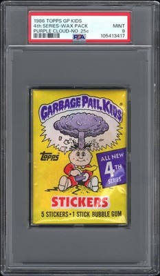 1986 Topps Garbage Pail Kids 4th Series 4 Wax Pack PSA 9 PURPLE CLOUD - NO .25c