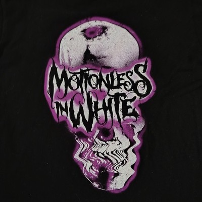 Motionless In White T-Shirt Sz Small Black Skull Heavy Metal Metalcore Band Tee