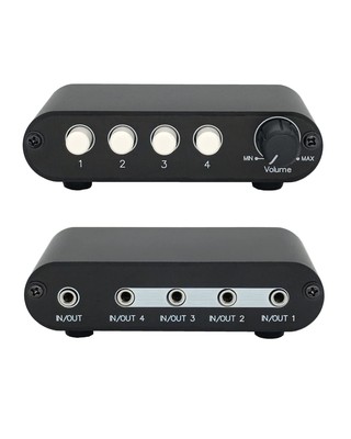 4-Way 3.5mm Stereo Audio Switch Input Signal Source Switcher Selector Splitte...