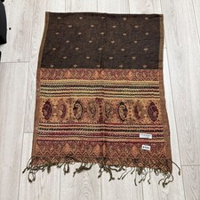 Vintage Pashmina  Silk Blend Brown Paisley Patterned Shawl