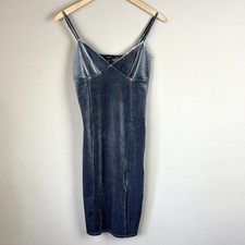 NEW Forever 21 Slip Dress L Blue Velvet Babydoll Whimsical Fairy Mermaidcore