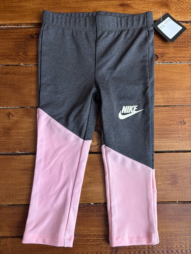 Nike Athletic Leggings Toddler Girls 2T (1-2 YRS) Heather Gray Pink NEW *SEE