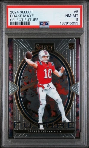 DRAKE MAYE ROOKIE CARD 5 SELECT FUTURE NEW ENGLAND PATRIOTS RC 2024 SELECT PSA 8