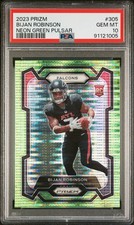 2023 Panini Prizm Neon Green Pulsar Bijan Robinson #305 Falcons PSA 10