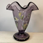 Fenton Art Glass Signed Vase God’s Light Is Everywhere Hand Painted Purple Decor