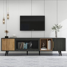 TV Stand, TV Cabient with Pull-down glass doors, TV Cabinet Storage Sideboard