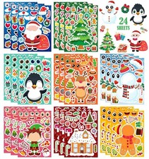 Christmas Stickers, Stickers for Kids, 24 Packs Make a Face Sticker Sheets, C...