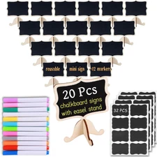 20 Pack Mini Chalkboard Signs with Markers for Events and Food Labeling
