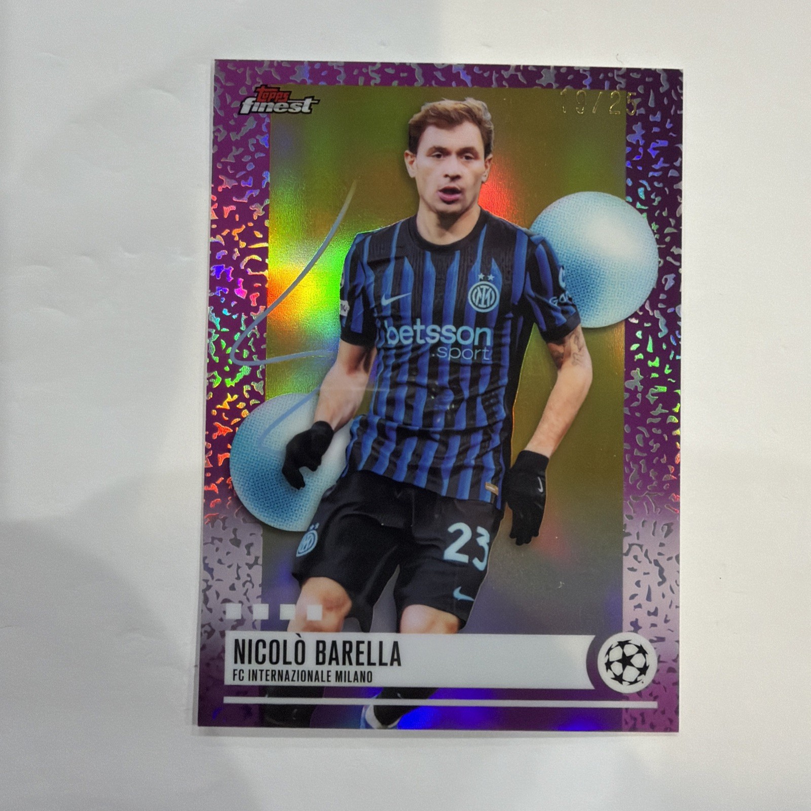 2025-26 Topps Finest UCC Nicolo Barella Purple Refractor #19/25