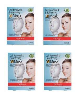 Purederm Cell-regenerating and brightening face mask 3D, 3 pcs.x 4 packs