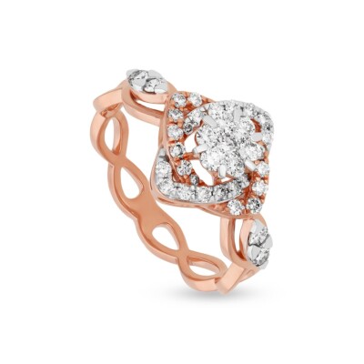 0.61CT Round Lab Grown Diamond Floral Shape Ring 10K Rose Gold, IGI Certified