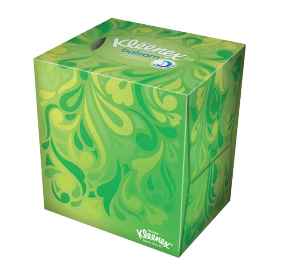 12 x Boxes Kleenex Balsam Facial Tissues Cube 56 Sheets Per Box - Free 24h Del