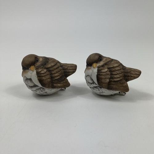 Porzellan Spatz Vögel mit Clips für Christbaumschmuck Dekoration 2 Stück