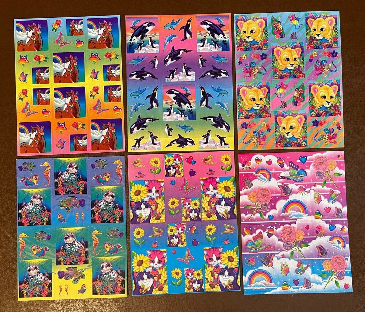 Rare 1990s Vintage Lisa Frank Sticker Sheets Horses Whales Lions