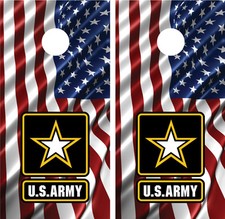 U.S. Army Military American Flag Waving 3 Cornhole Board Decal Wrap Wraps