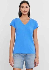 VELVET By Graham & Spencer Jilian V Neck Tee Top Marine S $67 H8