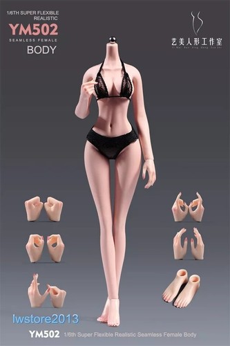 YM 1/6 Scale Silicone Flexible 12" Female Girl Action Figure Body Hands Foot Toy - Picture 21 of 57