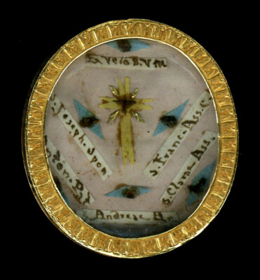 old GOLD 18 carats relic theca HOLY CROSS VELO V.MARIAE S.JOSEPH FRANC.ANTONI