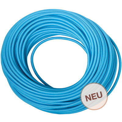 50m Design Textilkabel, 2x0,75, Blautürkis, Top EU Qualität, Stoffkabel