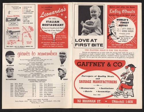 SAN FRANCISCO GIANTS Willie Mays 1962 Official Program Scorecard - EX Unscored - Picture 5 of 6