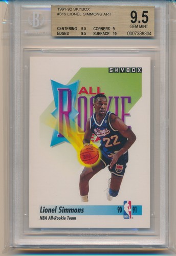 1991 SkyBox Lionel Simmons (Rookie Card) (#319) (Population of 1) BGS9.5 BGS