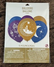 Eid Mubarak or Ramadan Latex Balloons Eid Decorations 15 PCS