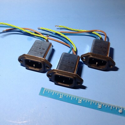 (3 in lot) Delta EMI RFI POWER LINE FILTER 3A 120V-250V wire 
