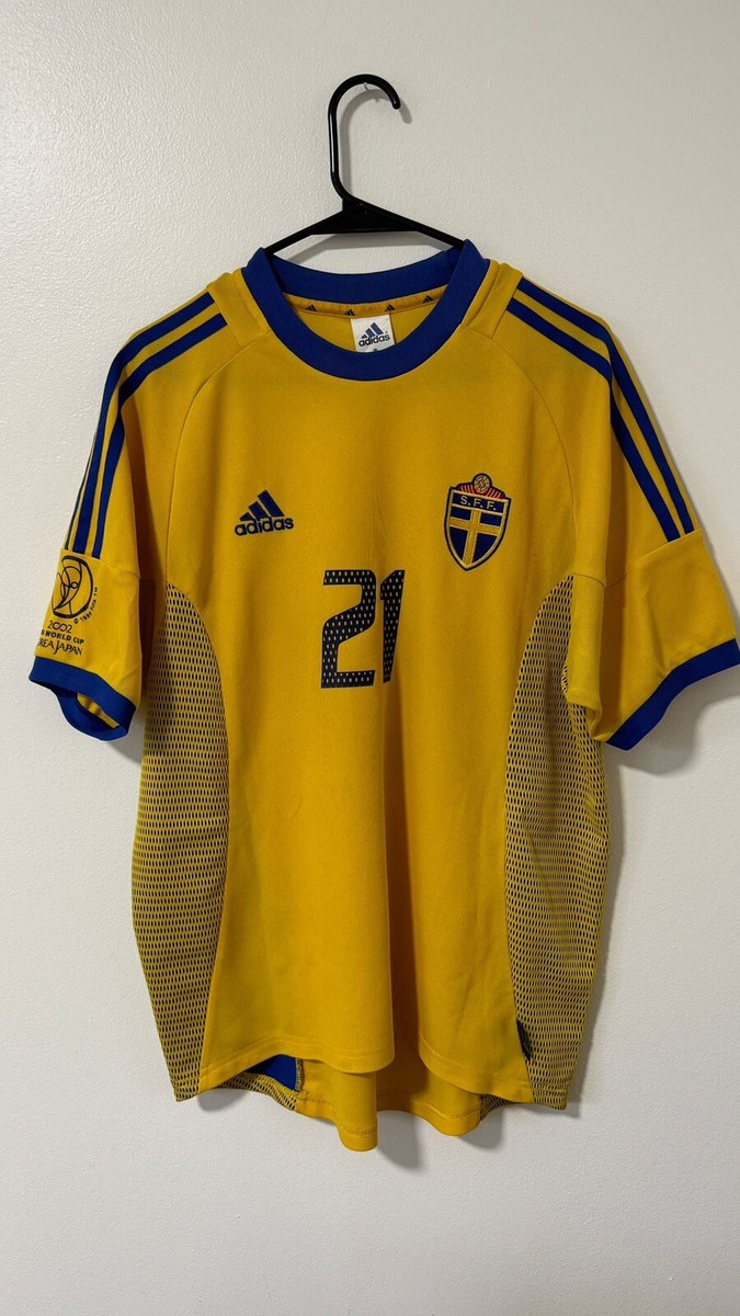 Sweden Jersey Home FIFA World Cup Korea-Japan 2002 #21 Ibrahimović