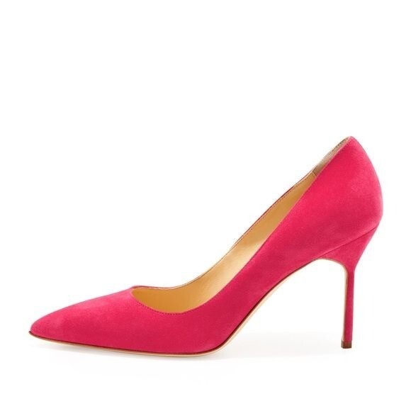 Manolo Blahnik / BB 90 Pumps Barbie Hot Pink Suede fuchsia Leather