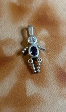 Vintage Sterling Silver Blue Sapphire Sept Birthstone Mother Child Charm Pendant