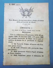 Decree Kingdom of Italy - Adds some roads to the provincial list Chieti 1884
