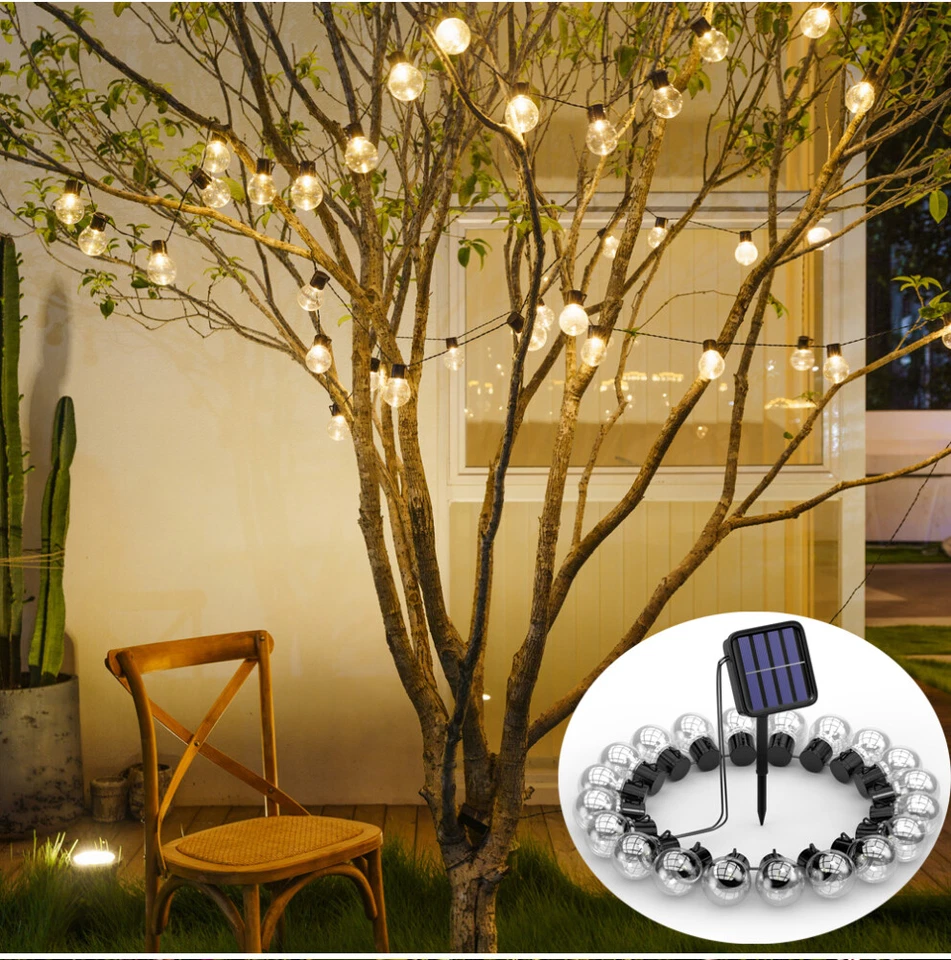 Lichterkette Solar Außen 30 LED Lichter Lampion Beleuchtung Garten String Lights - Bild 1 von 4