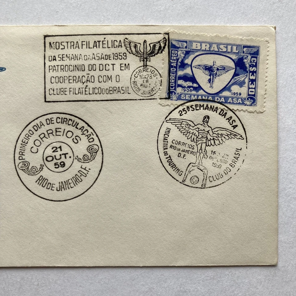 Estampilla de Brasil 1959 Semana da Asa Semana del Ala Brasil Primer Día Cubierta 21-10-59 Foto 3 de 4