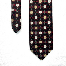Roberto Villini Black Red Design Men  s Necktie 3.75  x 61  Handmade 100 Silk