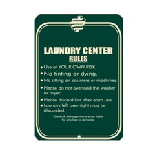 Vertical Metal Sign Multiple Sizes Follow Rules: Achieve Laundry Room B
