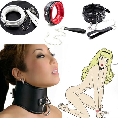 PU Leather Neck Collar Cuffs Choker Posture Slaves Corset Binding Restraint