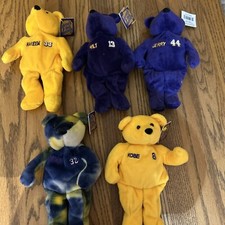 5 Pc Set L.A. LAKERS Salvino B-BALL BAMMERS, BEANNIES BEARS 8, 13, 32, 33, 44