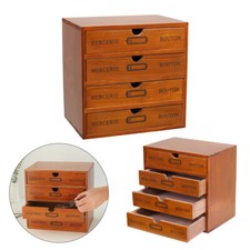 Wooden 4 Drawers Desktop Sorting Storage Desk Organizer Table Draw Cabinet Small