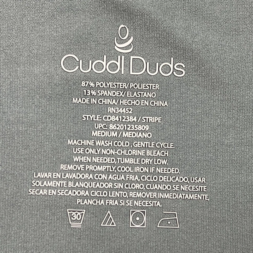 Camiseta Cuddl Duds Manga Larga Crew Elastizada Rayas Negra Gris Para Mujer Mediana M Foto 4 de 4